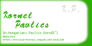 kornel pavlics business card